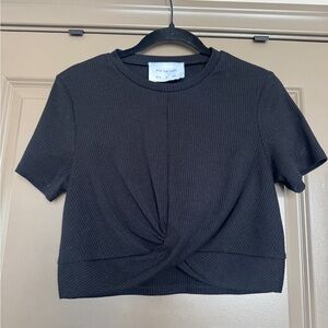 Chic Black Twist Front Crop Top